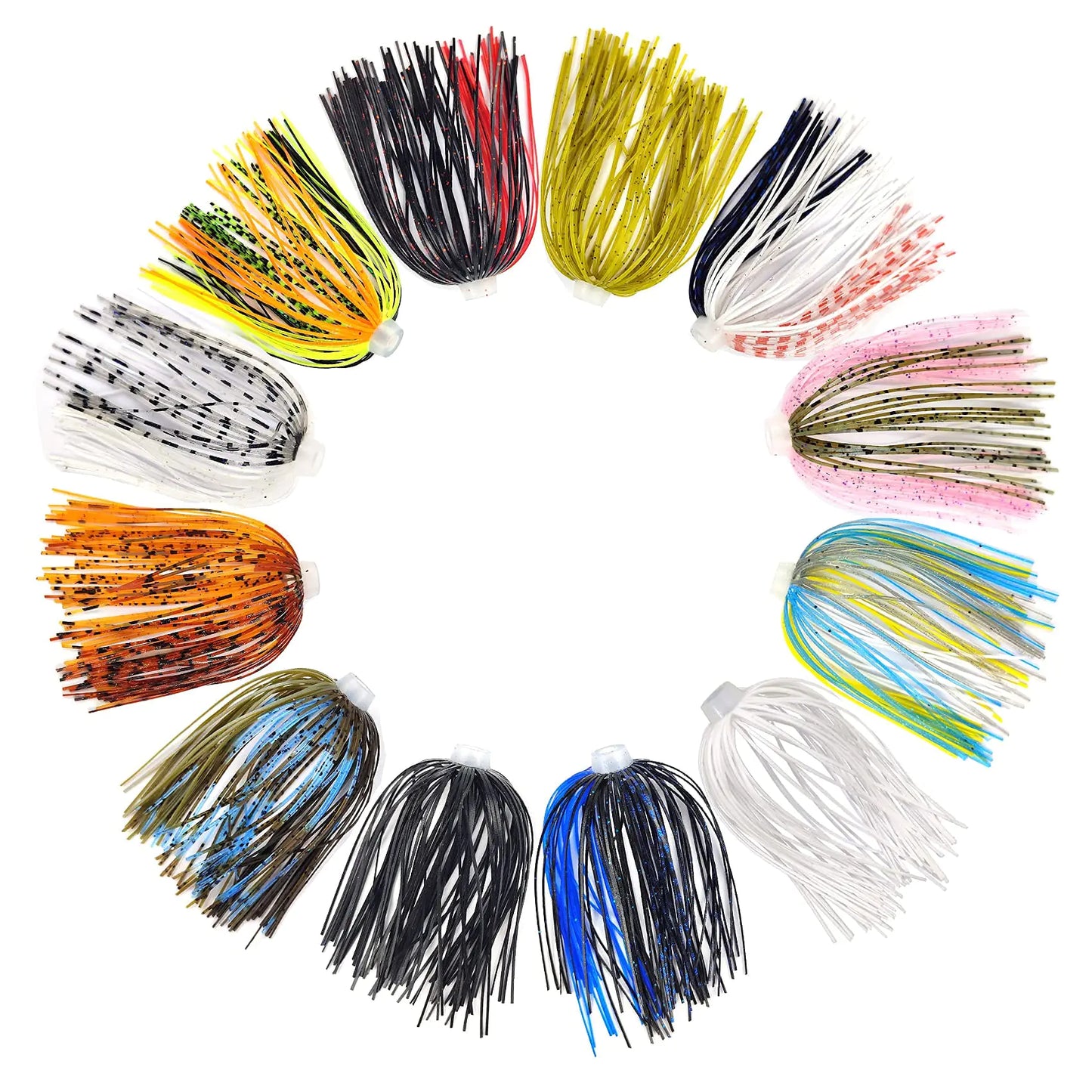 Riverruns Silicone Jig Skirts Fishing Lure Skirt Replacement for Spinnerbaits Bass Buzzbaits Fishing Jigs Fishing Lures Craw Jig Trailers Bass Skirts Casting Jigs Football (12PC 8873)