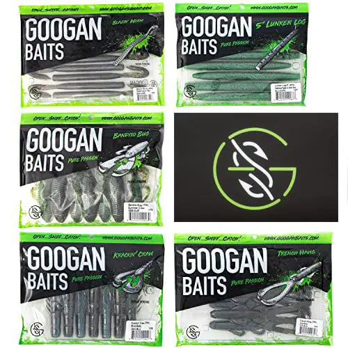 Googan Baits Sampler Bundle - Assorted Fishing Lures and Soft Baits for Bass Fishing - Includes Bandito Bug and Blazin Worm - Essential Fishing Gear and Accessories for Your Tackle Box
